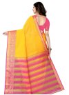 Mustard and Rose Pink Designer Traditional Saree For Casual - 2