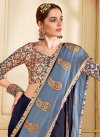 Grey and Navy Blue Embroidered Work Designer Traditional Saree - 1