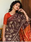 Orange and Wine Contemporary Style Saree For Ceremonial - 1