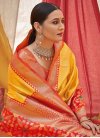 Mustard and Red Woven Work Designer Contemporary Saree - 1