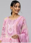 Cotton Beige and Pink Print Work Readymade Designer Salwar Suit - 1