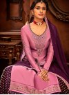 Embroidered Work Hot Pink and Purple Satin Designer Kameez Style Lehenga Choli - 2