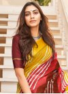 Maroon and Mustard Traditional Designer Saree For Casual - 1