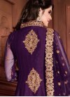 Prominent Booti Work Banglori Silk Purple Designer Floor Length Salwar Suit For Ceremonial - 2