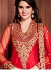 Red Banglori Silk Floor Length Anarkali Suit - 1