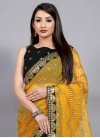 Black and Mustard Embroidered Work Traditional Designer Saree - 1