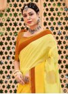 Mustard and Yellow Floral Work Traditional Designer Saree - 1