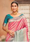 Woven Work Pink and Teal  Designer Traditional Saree - 1