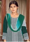 Bottle Green and White Readymade Designer Suit For Ceremonial - 1