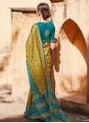 Olive and Teal Embroidered Work Contemporary Style Saree - 2
