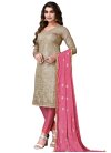 Brown and Hot Pink Cotton Pant Style Designer Salwar Suit - 1