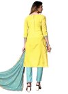 Aqua Blue and Yellow  Pant Style Salwar Kameez - 2