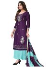 Firozi and Purple Trendy Palazzo Salwar Suit For Ceremonial - 1