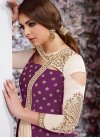 Cream and Purple Floor Length Designer Salwar Suit - 1