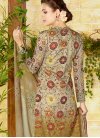 Print Work Beige and Brown Pant Style Straight Salwar Suit - 2