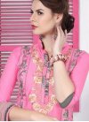 Embroidered Work Cotton Grey and Pink Churidar Salwar Kameez - 1
