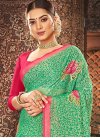 Brasso Floral Work Rose Pink and Sea Green Designer Contemporary Saree - 1