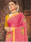 Floral Work Rose Pink and Yellow Traditional Designer Saree - 1