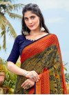 Brasso Navy Blue and Red Woven Work Designer Contemporary Saree - 1