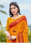 Woven Work Mustard and Red Designer Contemporary Saree - 1