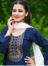 Blue and White Readymade Salwar Kameez For Ceremonial - 1