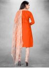 Digital Print Work Orange and White Cotton Blend Trendy Churidar Salwar Suit - 2