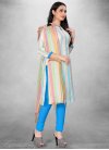 Blue and White Trendy Churidar Suit For Casual - 2