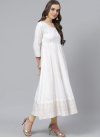Beige and White Readymade Salwar Kameez For Ceremonial - 1