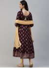 Foil Print Work Beige and Purple Cotton Readymade Designer Salwar Suit - 2