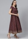 Beige and Wine Cotton Readymade Designer Suit - 1