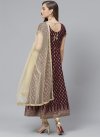 Beige and Wine Cotton Readymade Designer Suit - 2