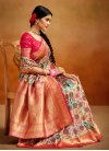 Beige and Rose Pink Banarasi Silk Designer Contemporary Style Saree For Festival - 1