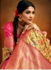 Rose Pink and Yellow Woven Work Designer Traditional Saree - 1