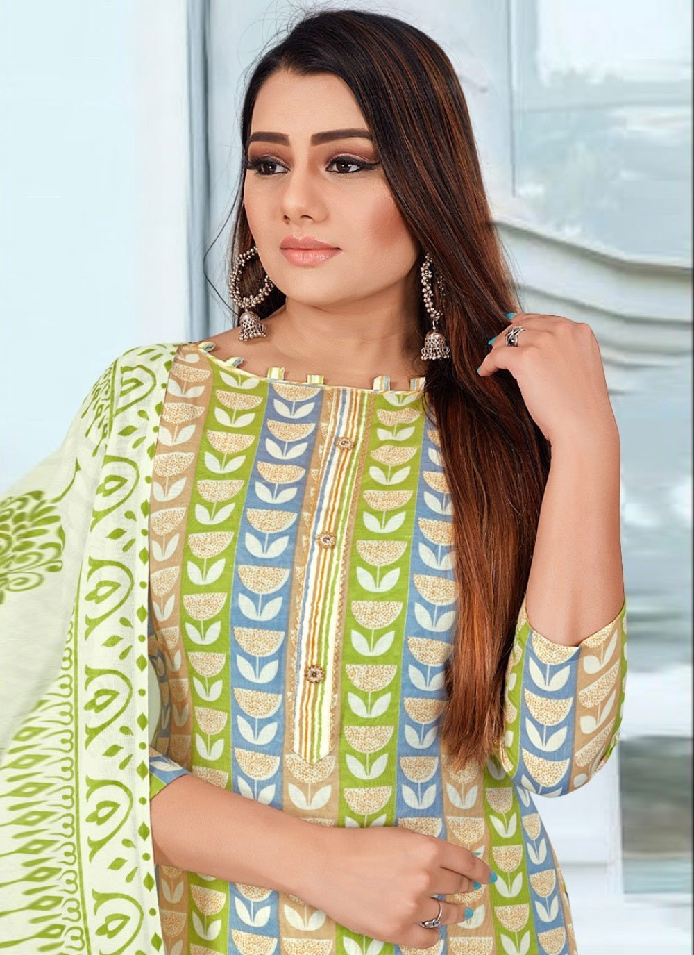 Buy Digital Print Work Chiffon Pant Style Salwar Kameez Online