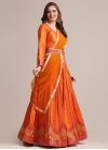 Jacquard Silk Orange and Red Designer Lehenga Choli - 1