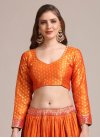 Jacquard Silk Orange and Red Designer Lehenga Choli - 3