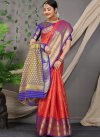 Blue and Red Woven Work Traditional Designer Saree - 1