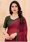 Olive and Red  Chiffon Traditional Designer Saree - 1