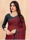 Grey and Red Traditional Designer Saree For Casual - 1