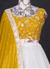Georgette Mustard and White Embroidered Work Trendy Lehenga - 1