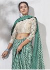 Embroidered Work Beige and Sea Green Trendy Classic Saree - 1
