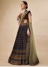 Black and Gold Tussar Silk A Line Lehenga Choli For Party - 1