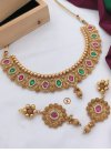 Elegant Gold Rodium Polish Gold and Pink Moti Work Jewellery Set - 1