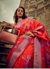 Rose Pink and Tomato Woven Work Traditional Designer Saree - 3