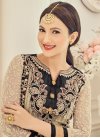 Breathtaking Gauhar Khan Black and Cream Net Floor Length Anarkali Salwar Suit - 1