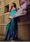 Purple and Teal Woven Work Designer Contemporary Saree - 1