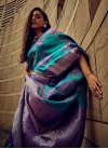 Purple and Teal Woven Work Designer Contemporary Saree - 2