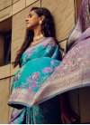 Purple and Teal Woven Work Designer Contemporary Saree - 3