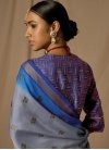 Blue and Grey Traditional Designer Saree - 2