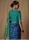 Brasso Woven Work Blue and Teal Designer Contemporary Saree - 2